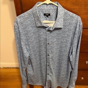 Express Men's Slim Fit 1MX Shirt in Blue Floral Pattern